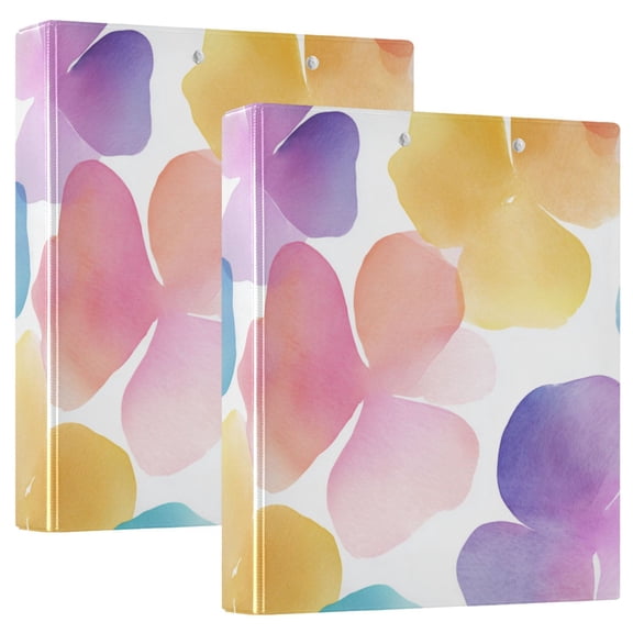 Rainbow-like Watercolor Petals Round Ring Binder 3 Rings 1.5" Capacity File Storage for A4 Size 1 Pack