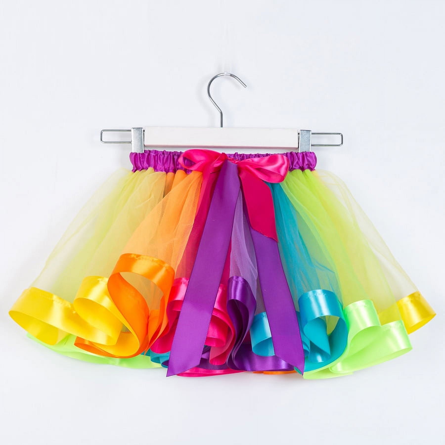 Rainbow mesh skirt children's dance tutu skirt Festival performance