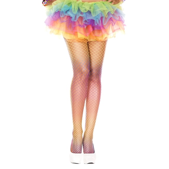 Music Legs Women's Women's Rainbow mini diamond net spandex pantyhose 39417-RAINBOW