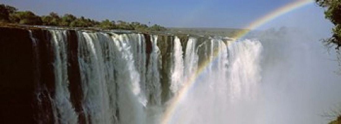 Rainbow over Victoria Falls Zimbabwe Canvas Art - Panoramic Images (18 x 7)