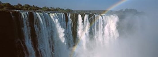Rainbow over Victoria Falls Zimbabwe Canvas Art - Panoramic Images (36 x 13)