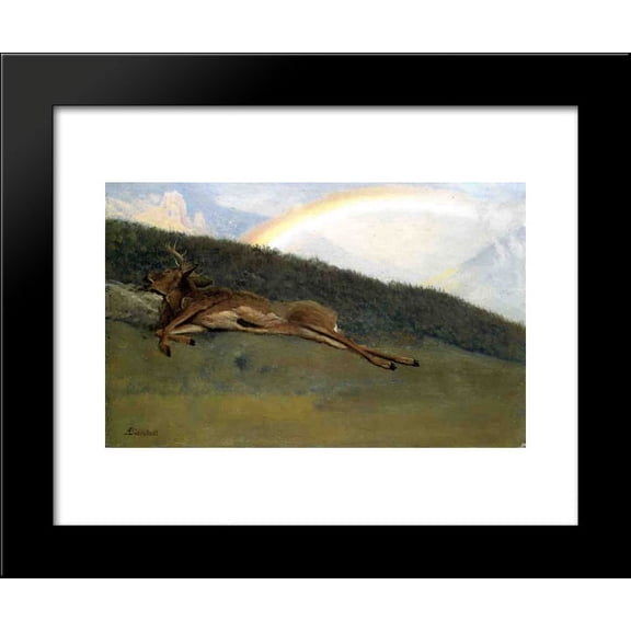 Rainbow over a Fallen Stag 20x24 Framed Art Print by Bierstadt, Albert