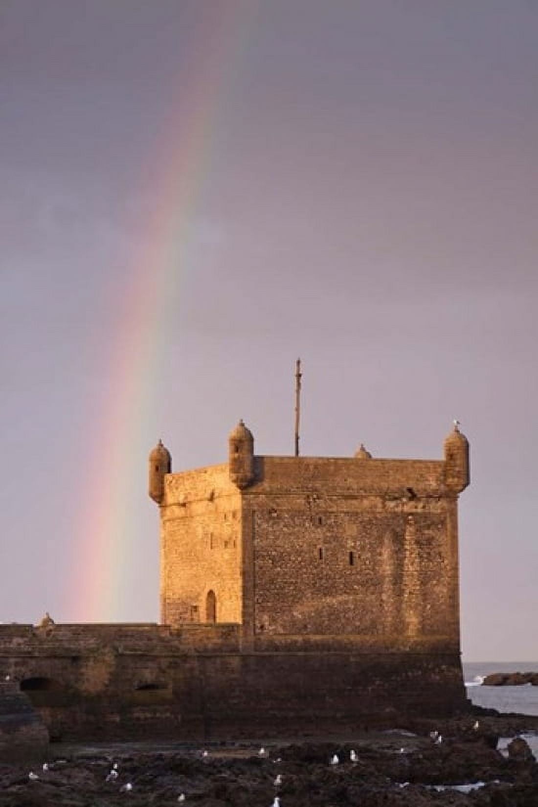 Rainbow over fortress Essaouira Morocco Canvas Art - William Sutton DanitaDelimont (23 x 34)