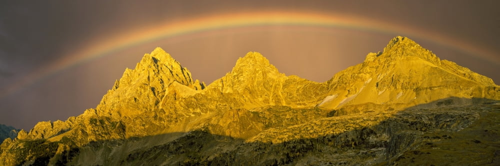 Rainbow over mountain range Teton Range Grand Teton National Park Wyoming USA Canvas Art - Panoramic Images (27 x 9)