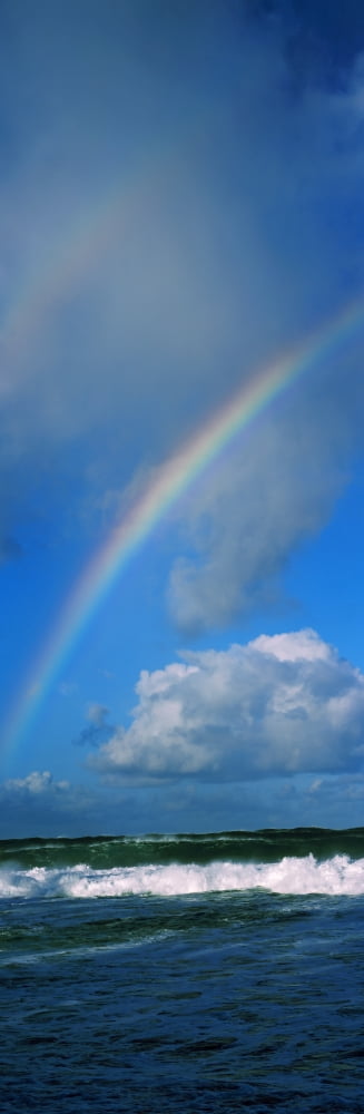 Rainbow over ocean Oahu Hawaii USA Canvas Art - Panoramic Images (27 x 9)