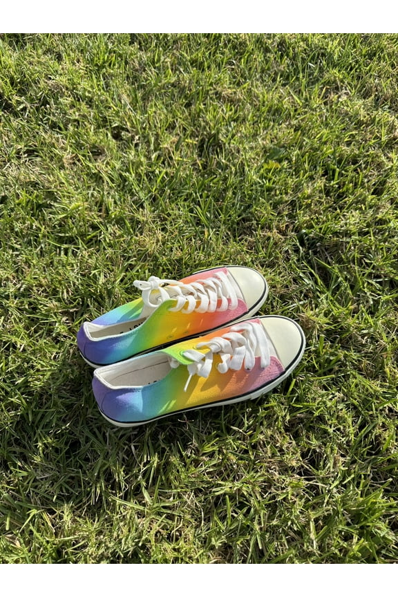 Rainbow pattern unisex canvas shoes, fashion sneakers