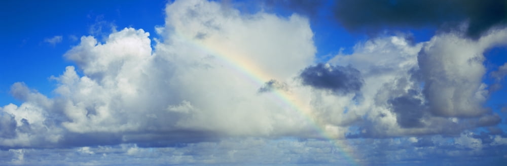 Rainbow through the clouds Oahu Hawaii USA Canvas Art - Panoramic Images (36 x 12)
