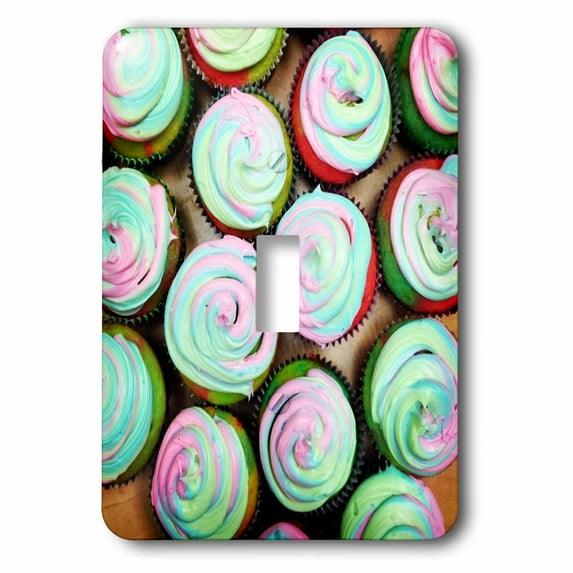 3dRose, Rainbow tie-dye cupcakes, single toggle switch