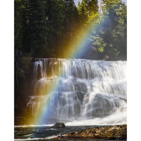 Rainbow over a waterfall in Wells Gray Provincial Park; Thompson-Nicola Regional District, British Columbia, Canada by Aaron Von Hagen / Design Pics (24 x 30)
