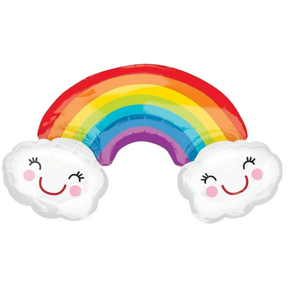 Rainbow with Clouds 37" Mylar Foil Balloon