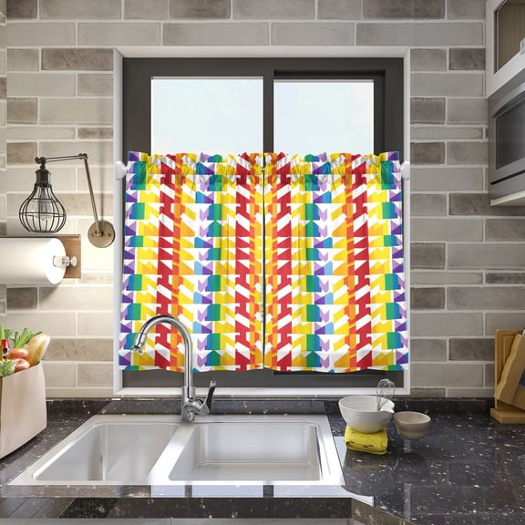 Rainbow with Colors Kitchen Curtains Half Tier Curtain 2 Rod Pockets Bathroom Bedroom Cupborad Living Room 27"x24"