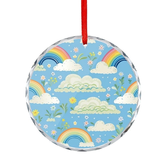 Rainbows And Clouds Crystal Glass Ornament Cartoon Rainbow Colorful Clouds Christmas Ornaments Crystal Hanging Holiday Decor And Xmas Gifts Ideas