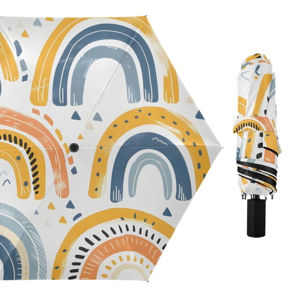 Rainbows Consist by Stripes All Weather Umbrella Triple Folding Parasol 6 Ribs UV Protection Portable