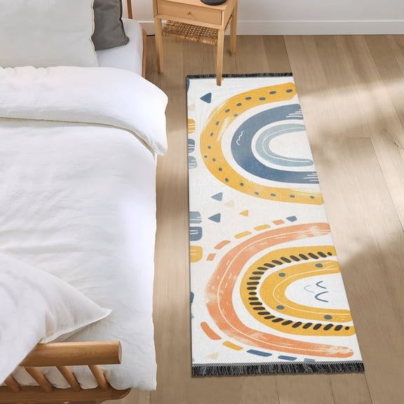 Rainbows Consist by Stripes Bedside Runner Rug 2'x 6' Non Slip Carpet Floor Mat Area Rug