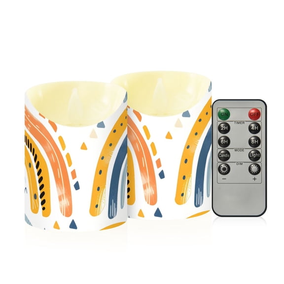 Rainbows Consist by Stripes Flickering Flameless Candles with Remote Timer Battery Operated LED Tealight Set of 2 S