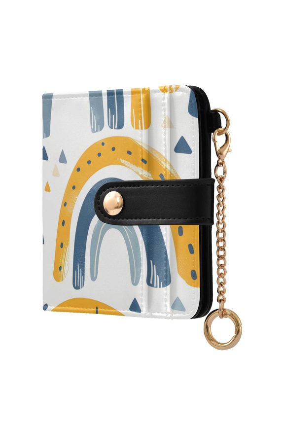 Rainbows Consist by Stripes Women's Wallet PU Leather Card Cases RFID Blocking Purse Billfold with Key Ring
