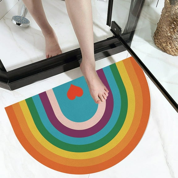 Jacenvly Valentines Day Mats Rainbows Decorate Mat - Durable Front Door Mat - Bath Rug Super Absorbent Quick Dry - Rubber Backing Non Slip Washable Bathroom Floor Mats - 16X24 In