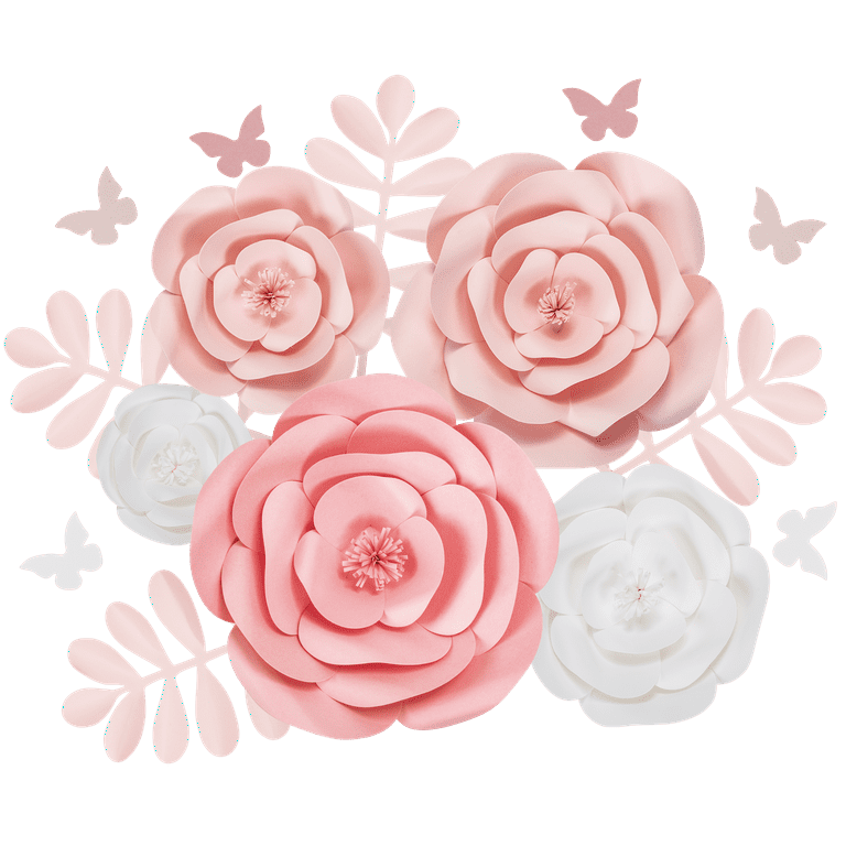 Rainbows & Lilies 15pc Paper Flowers for Walls, Baby Nursery Decor, Party  Decorations, Pink Decor