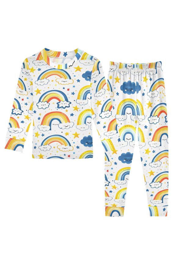 Rainbows Pattern Cotton Pajamas 2 Piece Set Sleepwear Soft and Comfortable Homewear Nightwear