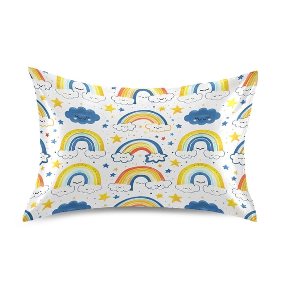 Rainbows Pattern Pillowcase Queen Size 30''x20'' Satin Double-Sided Print Soft Wrinkle Resistant