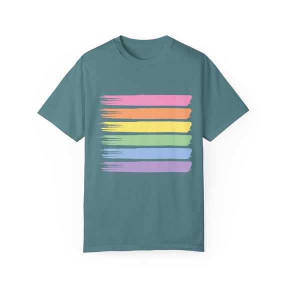 Rainbows Striped Pastel Tone Shades Graphic Cool LGBTQA Parades Festivities Men Women Unisex Garment-Dyed T-shirt