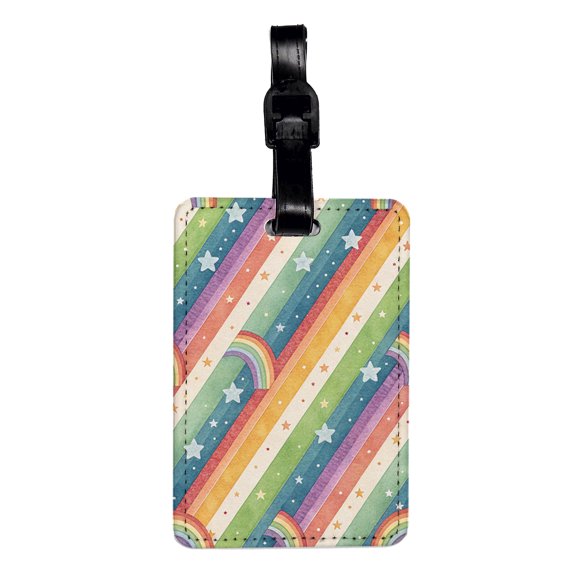 Rainbows Stripes Stars Faux Leather Travel Luggage Tag