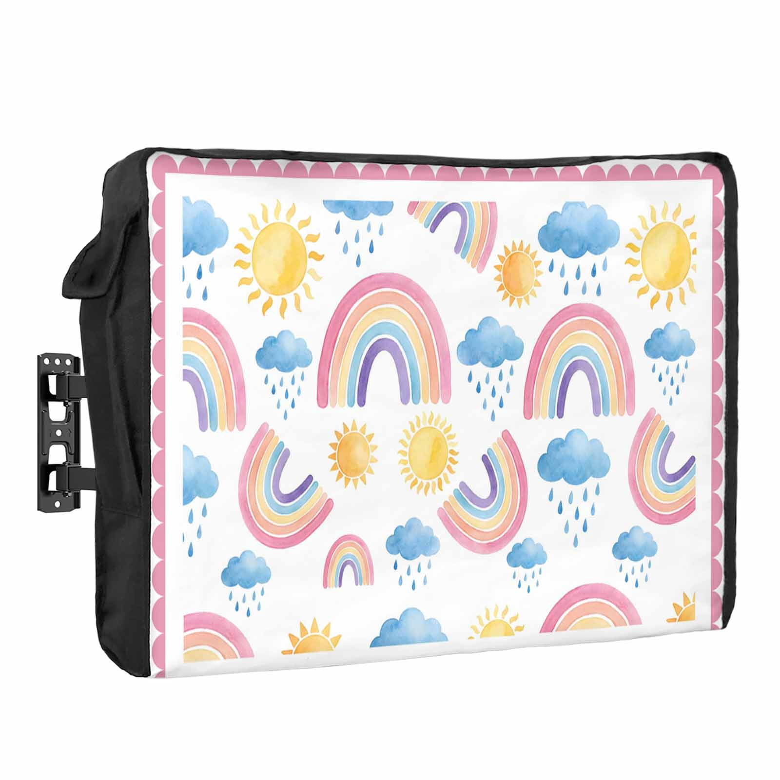 Rainbows Sun Waterproof Outdoor TV Cover, Blue Cloud Raindrops Pink ...