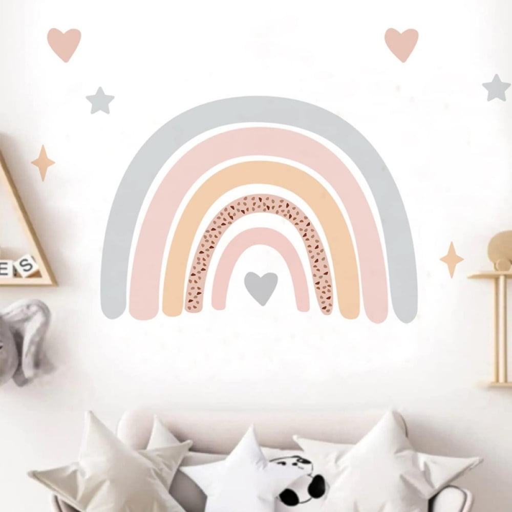 Rainbows Wall Decal Rainbow Stickers Large Heart Wall Decor Peel and