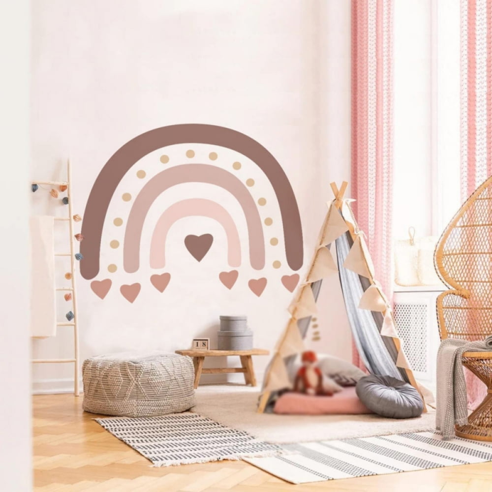 Rainbows Wall Decal Rainbow Stickers Large Heart Wall Decor Peel and