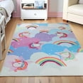 thumbnail image 1 of Superior Unicorn Non-Slip Washable Indoor Play Rug, 5' x 7' 6", Turquoise, 1 of 10
