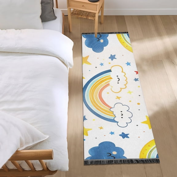 Rainbows on Cloud Runner Area Rug 2x6 Soft Non-Slip Washable Bedside Carpet for Hallway Bedroom Living Room Home Decor