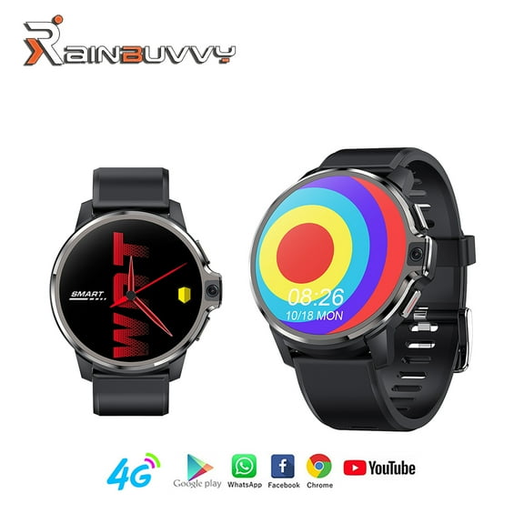 Rainbuvvy DM30 4G Smartwatch Phone, 1.6-inch IPS Screen, Android 9.1 System, Dual System, Dual 5.0MP Cameras, 1GB RAM, 16GB Storage, WiFi, GPS, Face Recognition, Men's Watch