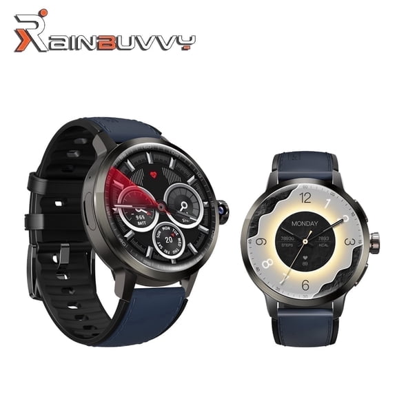Rainbuvvy DM80 4G Smart Watch 1.75 Inch AMOLED Round Screen 2GB+16GB Android 8.1 Independent GPS+Beidou Positioning 1520mAh Sleep Monitoring Fitness Tracker Outdoor Sports Watch Leather strap