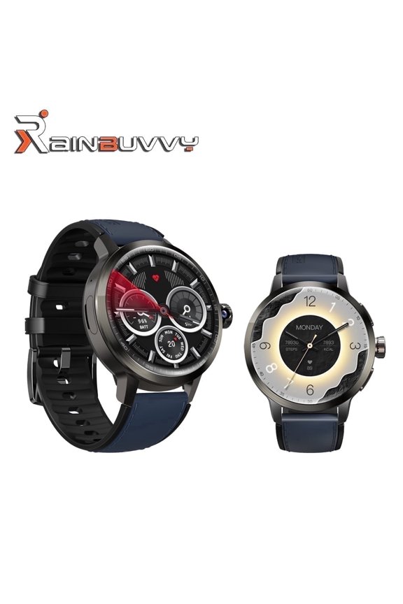 Rainbuvvy DM80 4G Smart Watch 1.75 Inch AMOLED Round Screen 2GB+16GB Android 8.1 Independent GPS+Beidou Positioning 1520mAh Sleep Monitoring Fitness Tracker Outdoor Sports Watch Leather strap