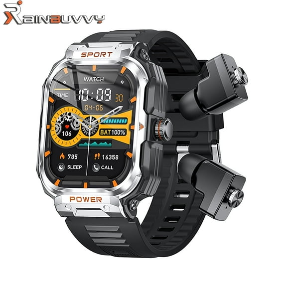 Rainbuvvy GT55 2.01 Inch Smart Watch Portable Bluetooth Headset IP67 Support Android 5.0/iOS 9 Compatible Sports Watch  Silver