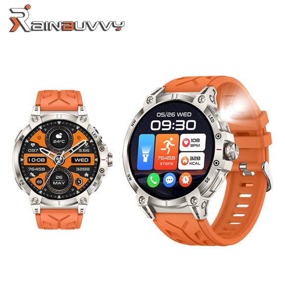 Rainbuvvy KC89 Smart Watch 1.8 Inch IP68 Waterproof Sleep Monitoring 107+ Sports Modes Fitness Tracker Outdoor Sports Watch Support iOS or Android