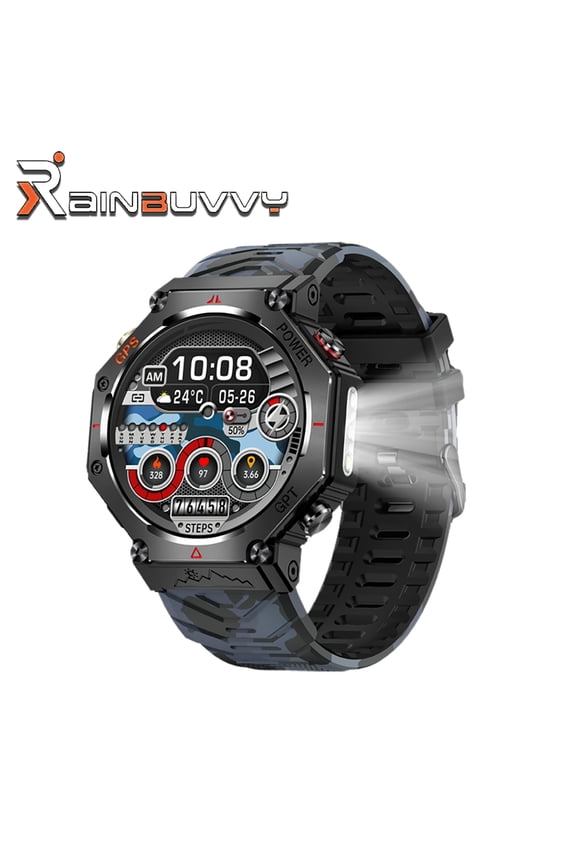 KC91 Smart Watch 1.39 Inch GPS 3ATM Waterproof Flashlight Message Notification for Android or iOS Sports Watch