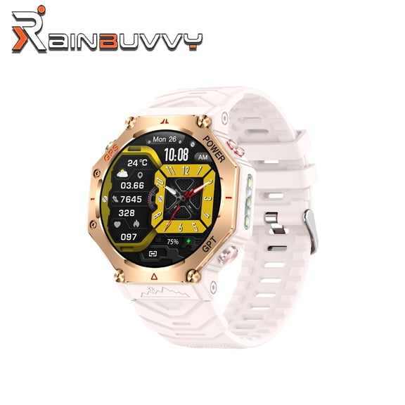 Rainbuvvy KC91 Smart Watch 1.39 Inch GPS 3ATM Waterproof Flashlight Message Notification for Android or iOS Sports Watch