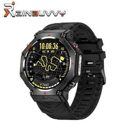Rainbuvvy KC91 Smart Watch 1.39 Inch GPS 3ATM Waterproof Flashlight Message Notification for Android or iOS Sports Watch