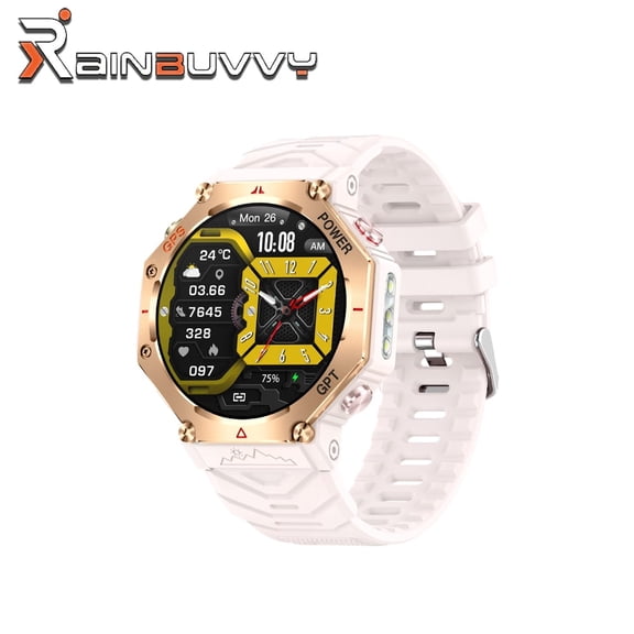 Rainbuvvy KC91 Smart Watch 1.39 inch GPS Track 3ATM Waterproof iOS9.0/Android 4.4 Health Monitoring Flashlight Function Message Notification Smart Sports Watch