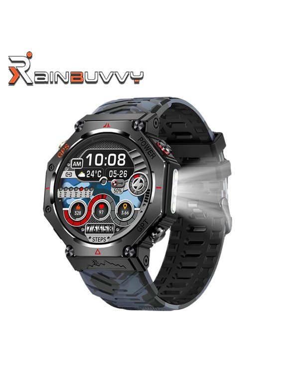 KC91 Smart Watch 1.39 inch GPS Track 3ATM Waterproof iOS9.0/Android 4.4 Health Monitoring Flashlight Function Message Notification Smart Sports Watch