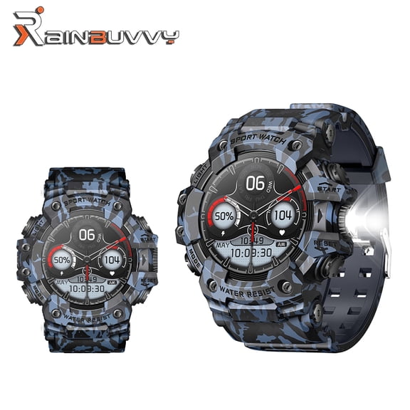 Rainbuvvy LC21 Smart Watch 1.32 Inch IP68 Waterproof Flashlight Compass Sleep Monitoring Fitness Tracker Outdoor Sports Watch