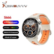 Rainbuvvy S666 New GPS Smart Watch 1.43 Inch AMOLED HD Screen Android 9.0/iOS9.0 Bluetooth 5.3 Barometric Altitude Monitoring Compass IP68 Waterproof 400mAh Sports Health Monitoring