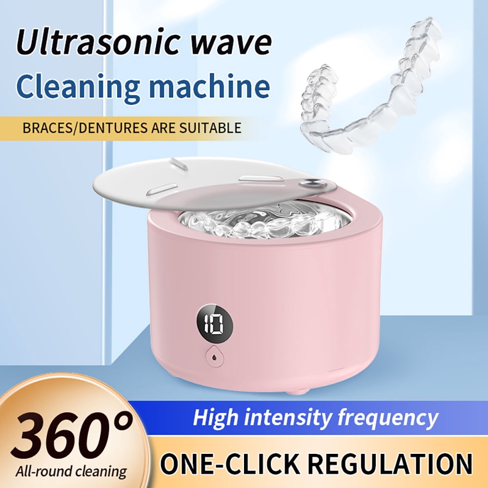 Rainbuvvy SL103-Ultrasonic cleaner Suitable for cleaning (jewelry, braces, dentures, etc.): 150ML capacity: 45000HZ frequency, deep cleaning, timed shutdown, small portable cleaning machine, easy to c