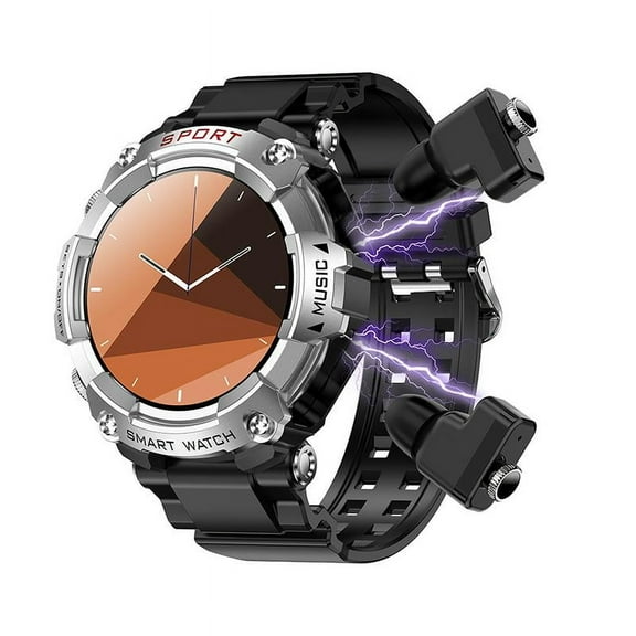 Rainbuvvy T96 2-in-1 smartwatch, 1.52-inch touch screen pedometer, portable headphones, sports watch