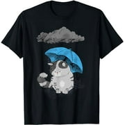 Raincloud Over Annoyed Cat With Umbrella Art T-Shirt