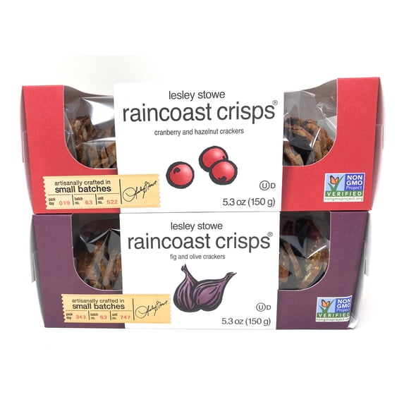 Raincoast Crisps Crackers Crisp Snack Cracker Variety Bundle - Cranberry Crisps & Hazelnut, Fig & Olive by Lesley Stowe| 2 Pk - 5.3 oz