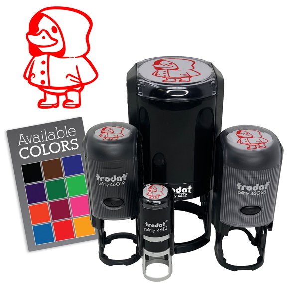 Raincoat Duck Rain Boots Jacket Self-Inking Rubber Stamp for Stamping Ink Stamper Crafting Planners - 1/2 Inch Mini - Black Ink