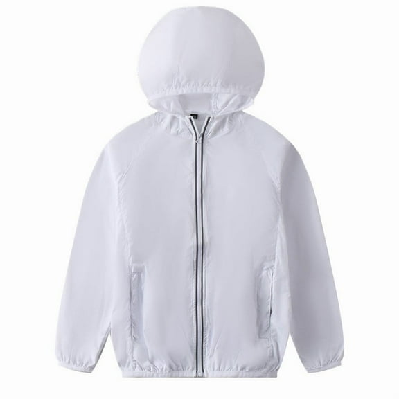 Raincoat Girls Girls Lightweight Sun Jacket Breathable Windbreaker Outerwear Shield Toddler Rain Jacket White 6 Years-7 Years