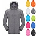 thumbnail image 1 of Raincoat Hoodie for Women Men Windproof Jacket Outdoor Bicycle Sports Quick Dry Windbreaker Coat Top Gray S Fall for Savings, 1 of 3